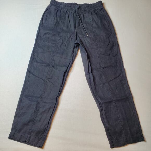 Athleta Women's Size M Retreat High Rise Linen Ankle Pant Black 658556 - Picture 4 of 9